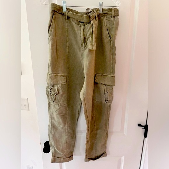 Nicole Miller Linen Utility Cargo Pants - Picture 4 of 8
